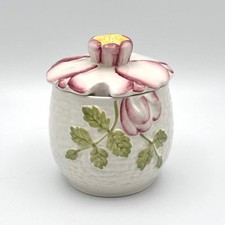 Vintage Shorter & Son Pottery Wild Rose Lidded Jam Pot 1930s Floral Relief