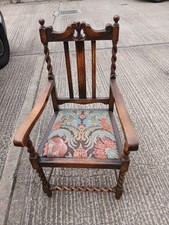 Early 20th Century Oak Decorative Barley Twist Chair.