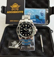 BNIB ADDIESDIVE MY-H3-2QZ ALL STEEL BLACK CERAMIC JAPAN QUARTZ WATCH 200m BGW9