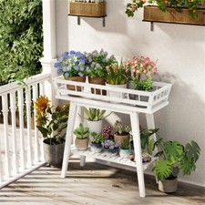 2 Tier Wooden Garden Potting Table Bench Workstation Storage Shelves Plant Stand