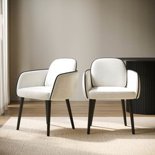 Set of 2 Cream Upholstered Carver Dining Chairs - Claudia CLA004