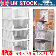 4X Stackable Wardrobe Drawer Units Organizer Clothes Closet Storage Basket Boxes