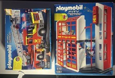 Playmobil Fire Station 5361 x2 and Fire Engine 5362 Boxed with Instructions.