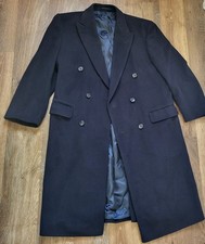 Savoy Taylors guild cashmere Wool overcoat Mens Small - Medium 38 Chest Black 