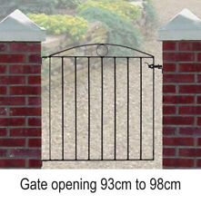METAL GARDEN GATE BLACK WROUGHT IRON, TO FIT 93 - 98cm WIDE OPENING, LOCKABLE