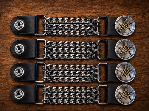 Masonic black leather - black, vest