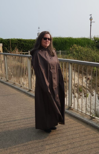 Brown rubber rain cape - rubber,