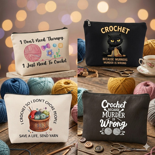 Funny crochet storage pouch - funny,