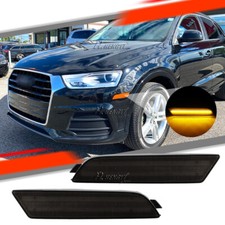 LED Front Bumper Side Marker Light Lamp Amber For Audi Q3 2015-2018 2x Smoked