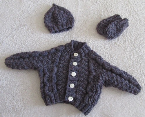 Hand knitted cable - , cardigan