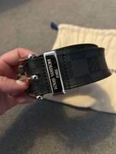 Louis Vuitton Men's Leather Belt Pont Neuf 35mm Damier Graphite Canvas 34-38”