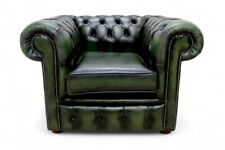 Chesterfield Club Chair Real Leather Vintage Green UK manufactured