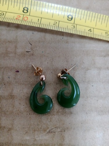 Green jade earrings gold - jade,