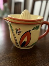 Ditmar Urbach Czechoslovakian Art Deco Hand Painted Lemon Squeezer And Jug