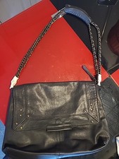 Piece Leather Large Shouder Bag Black New