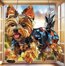 Abstract Yorkshire Terrier Dog Suncatcher Stained Glass Effect Home Decor