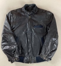 Vintage Leather Biker Jacket Bomber Jacket Black Size M