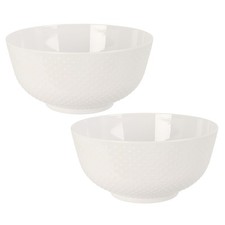 Set of 2 White Large Salad Bowl | Plastic Serving Bowl for Outdoor Dining - 25cm
