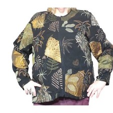 Laura Ashley Size 2X Plus Metallic Patchwork Jacket Zip Fully Lined Art to Wear