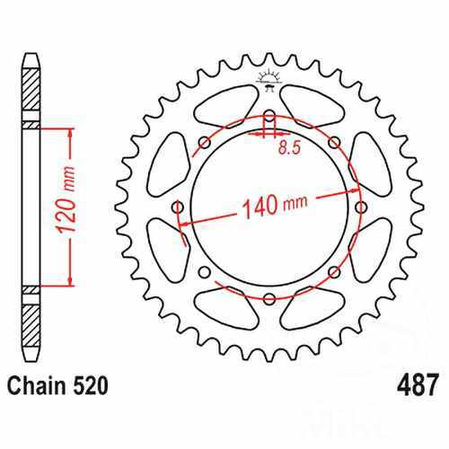 Rear sprocket tooth pitch - rear,