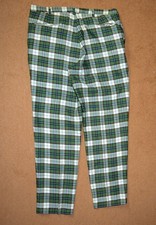 Vintage 1960s Green Plaid/Check Sta Prest Slim Fit Trousers, Mod Skinhead Surfer