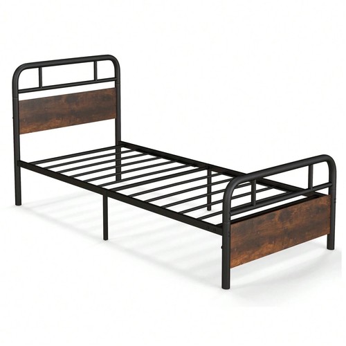 Single metal bed frame rustic - bed,