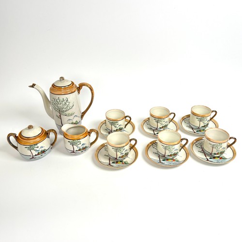 Japanese lusterware coffee set - japanese,