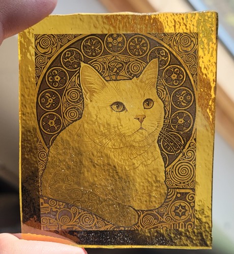 Stained glass cat traditional - stained,