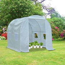 Polytunnel Garden Greenhouse Large Galvanised Steel Frame Outdoor Walk-In White
