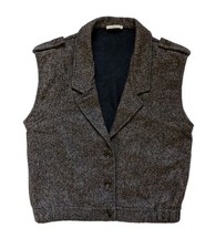 Sessun Landie Jack Tweed Button Up Vest Epaulettes, Fall '24, Small (US 4), EUC 