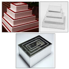 4 Tier Rectangle Multilayer Wedding Cake Tins 6" 8" 10" 12" ( 3" Deep )