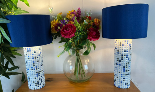 Pair vintage blue white - pair,