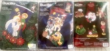 LOT 3 Bucilla Felt Kits The Holy Family, Away In A Manger, Santa’s Toy Shop L?K