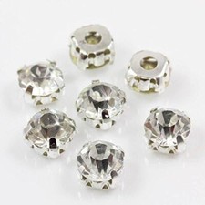 Silver / AB SEW ON Crystal Glass Rhinestones Diamante Bling Wedding Bridal UK