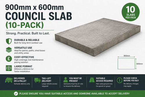 900mm 600mm council slab - 600mm,