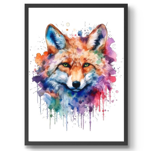 Fox watercolour print a3 - watercolour, a4