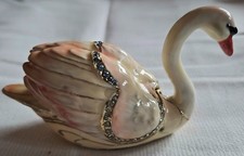 BEAUTIFUL ENAMEL CRYSTAL DECORATED SWAN BY TREASURED TRINKETS JULIANA BOXED