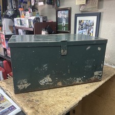Vintage Rare Military Metal Steel Foot Locker Box Chest Trunk 34lbs 24”x15”x12”