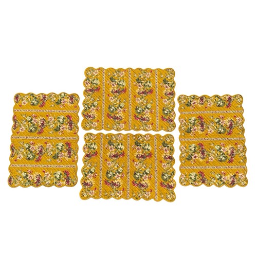 Yellow floral stripes - floral,