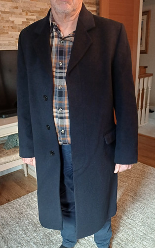 Black crombie coat - c., 1980
