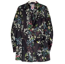 Johnny Was Jacket Size AU 8 US S Silk Floral Black Romantic Hummingbird Blazer