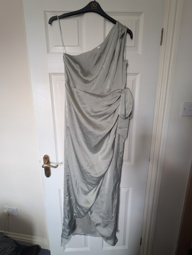 Coast silver satin dress - satin, size