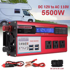 Car Power Inverter 5500W DC 12V To AC 110V Pure Sine Wave Solar Converter 4 USB
