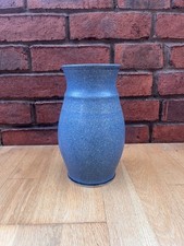 Vintage Studio Pottery Vase Blue Glaze 20th century with potter's mark