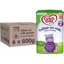 6 x 800g Cow & Gate Follow-On Milk Suitable From 6+ Months