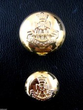 Round Gold Domed Military Blazer Buttons - Green Howard Crested Insignia - Shank