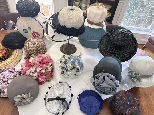 Vintage ladies hat lot 17pc - vintage,