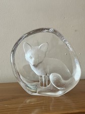 Mats Jonasson Crystal Fox Sculpture Sweden Signed No 0048 Excellent Condition