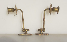 Antique Brass Piano Candle Holders Lights Sconces Old Victorian Vintage