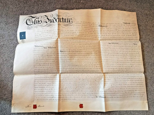 Victorian vellum indenture - vellum,